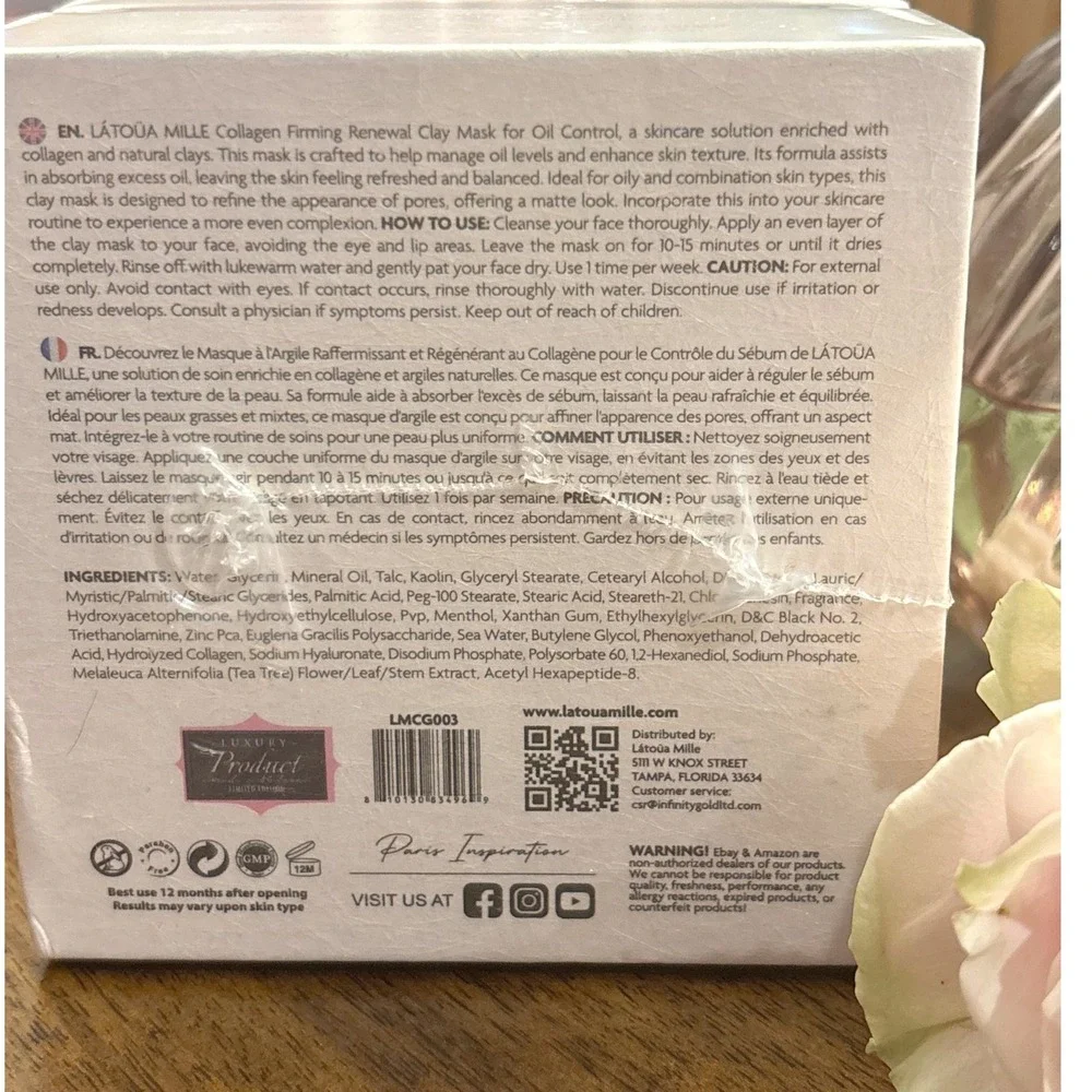 LATOÜA MILLE Collagen Firming Renewal Clay Mask Oil Control 50 ml‎ NIB Sealed